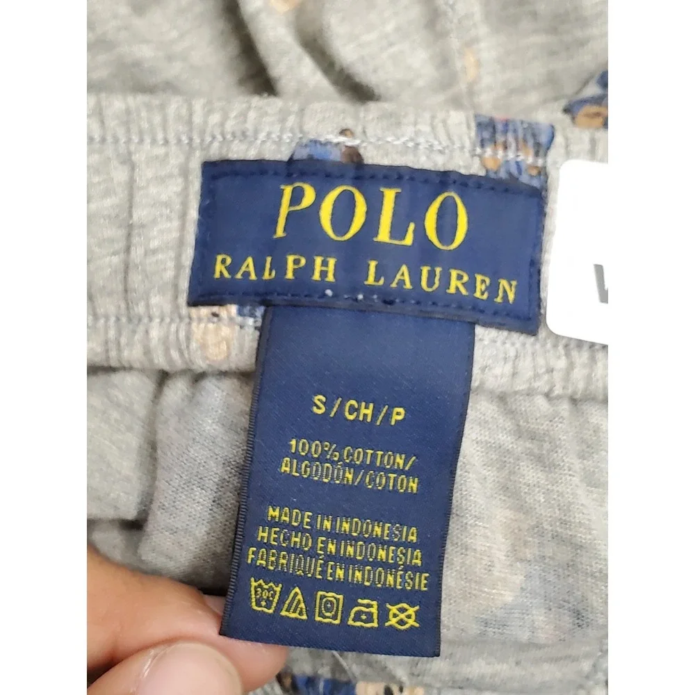 Polo Ralph Lauren Men Sleepwear S Gray Pants Graphic Sweatpants Polo Bear‎ AOP